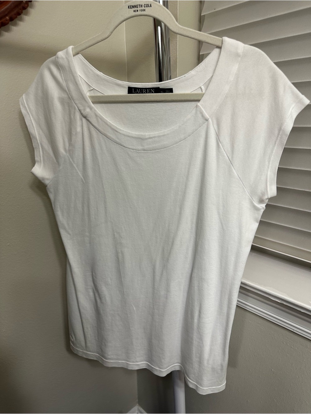 Ralph Lauren White Cap Sleeve Scoop Neck Tee, L